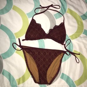 maroon lace bikini